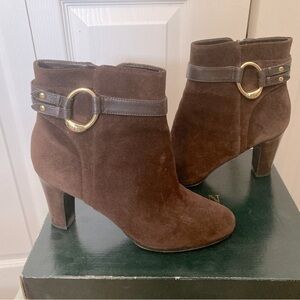 Lauren by Ralph Lauren Brown Suede MYLA Ankle Boots. Very Gently Worn. Size 8.5